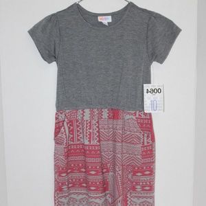 COPY - NWT LuLaRoe Girls Tribal Geo Mae Pink Grey Dress